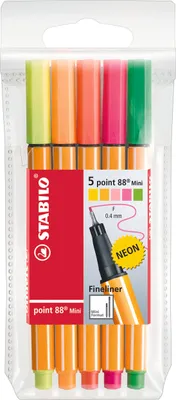 Produktbild von STABILO Fineliner -  point 88 Mini - 5er Pack - mit 5 verschiedenen Neonfarben