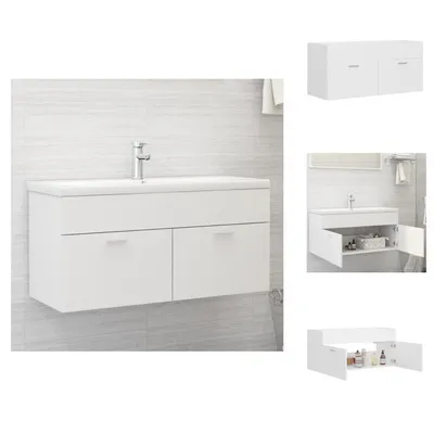 Image de vidaXL Meuble sous-lavabo blanc 100x38,5x46 cm Bois composite - Ensembles de meubles de salle de bains