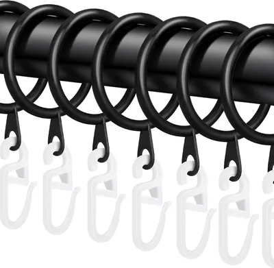 Produktbild von 40 Stücke Metall Vorhänge Vorhangringe Vorhang Hängend Ringe und Kunststoff Gardinenhaken, 30mm Innendurchmesser für Fenstervorhang Bettvorhang Duschvorhang(weiß)