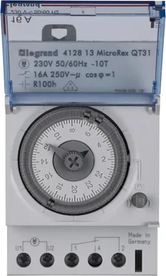 Image de Legrand MicroRex QT31, minuterie analogique journalière avec réserve de marche, 230 V 50/60 Hz, 1 canal, 3 TE, 1 pièce.
