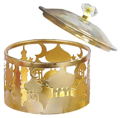 Produktbild von Servierplatte für Ramadan mit Deckel, goldfarben