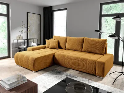 Produktbild von Ecksofa Sofa mit Schlaffunktion VOGAR Stoff Poso Honiggelb Ottomane Links