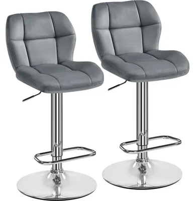 Immagine prodotto di Yaheetech: 2 sgabelli da bar con altezza regolabile, rivestiti in velluto, color grigio scuro