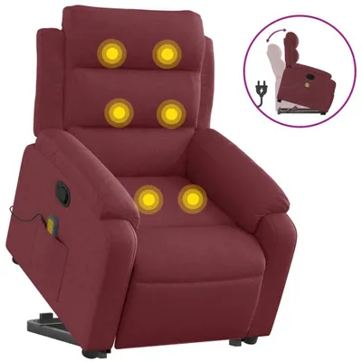 Produktbild von vidaXL Massagesessel mit Aufstehhilfe Weinrot Stoff