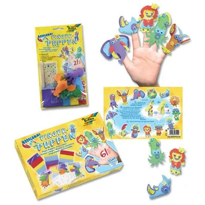 Produktbild von Fingerpuppen-Set, aus Schaumstoff, 15 Figuren, 61 Teile, FOLIA 23019