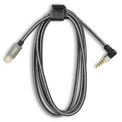 Image de Prise USB-C /3,5mm avec trois anneaux, câble coudé, LinQ - Gris