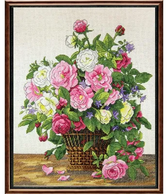 Zdjęcie produktu dla Zestaw do haftu krzyżykowego Janlynn „Róże”, schemat, 30 x 36 cm