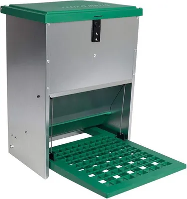 Produktbild von Geflügelfutterautomat Feedomatic mit Pedalzufuhr, bis zu 12kg Futter, Hühner,Puten, Gänse, Enten