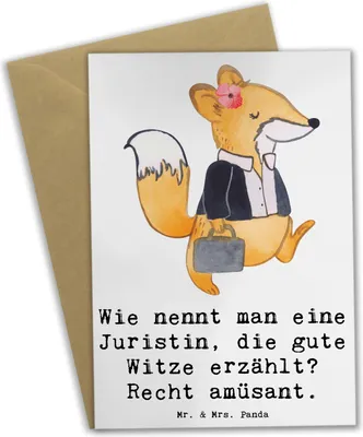 Produktbild von Mr. & Mrs. Panda Klappkarte Juristin Humor - Weiß - Geschenk, Anwältin, Jura, dankeskarten, Berufe, osterkarten, Gerechtigkeit, Berufspassion, witzige Rechtsanwälte