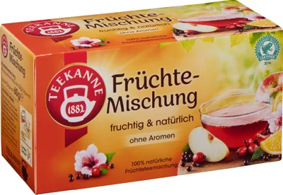 A box of Teekanne fruit tea.