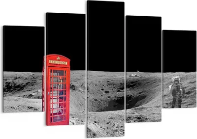 Produktbild von Bild auf Leinwand - Leinwandbild - Telefon london Mond Astronaut - 150x100cm - Wand Bild - Wanddeko - Leinwanddruck - Bilder - Kunstdruck - Leinwand bilder - Wandkunst - EA150x100-3181