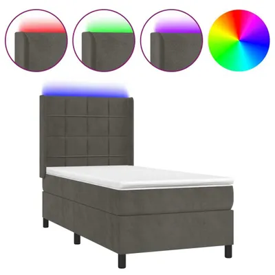 Produktbild von vidaXL Boxspringbett mit Matratze & LED Dunkelgrau 100x200 cm Samt