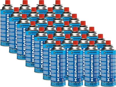 Image de Pack de 28 Cartouches gaz 227g Butane Norme UN2037 Idéales Réchaud, Camping, Lampe et Chalumeaux KEMPER