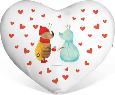 Produktbild von Mr. & Mrs. Panda Sofakissen Nachtfalter Schneemann - Weiß - Geschenk, Winter, Liebe Kissen, Weihnachtsgruß, Weihnachten, Herzkissen, Schnee, dekoartikel, Winterzeit