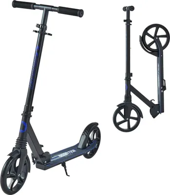 Image de Trottinette pour enfants à partir de 8 ans, adolescents et adultes, trottinette à 2 roues pour tout-petits avec guidon réglable en hauteur, large plateau antidérapant, pliable et légère pour garçons et filles jusqu'à 99,8 kg, noir + violet