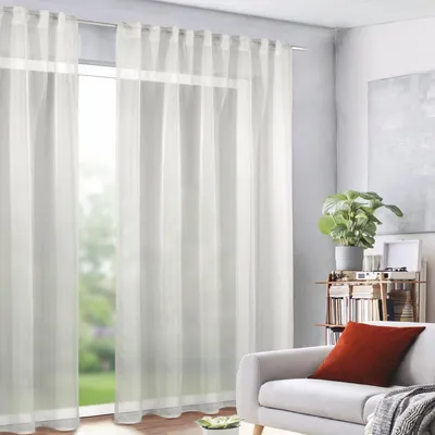 Produktbild von Fertigschal verdeckte Schlaufen "Sylvia" - Farbe: Weiß Größe (HxB): 245x135cm