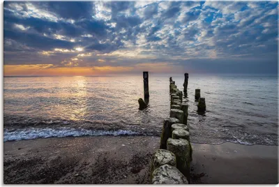 Produktbild von ARTland Leinwandbild Buhnen an Küste der Ostsee Graal Müritz Größe: 90x60 cm