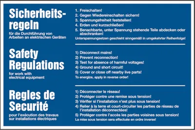 Produktbild von Dreifke® Aushang, 5 Sicherheitsregeln - deutsch, englisch, französisch | Foli...