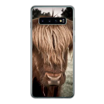 Produktbild von MuchoWow® Handyhülle Schutzhülle Hülle für Samsung Galaxy S10 Schottischer Highlander - Baum - Gras Silikon Softcase Handy Hülle - Handytasche