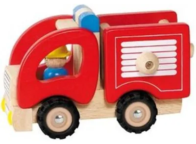 Produktbild von Goki Feuerwehr Holzspielzeug - robustes Holzfahrzeug für Kinder