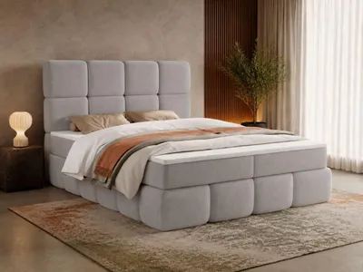 Produktbild von FurniDe24 Boxspringbett Rino 180x200 - Komplett-Set mit Matratze und Topper - Polsterbett mit Bettkästen - Boxspringbett Grau (Trinity 14)