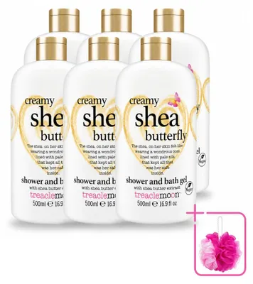 Obrázok produktu pre 6 kusov gélov na umývanie tela a sprchy Treaclemoon Creamy Shea Butterfly, 500 ml - balenie s výhodnou cenou