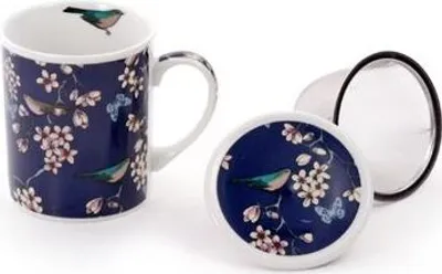 Produktbild von Kräuterteetasse "Nessie" Porzellan, 3-teilig mit Edelstahlsieb, 0,25 l