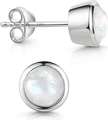 Produktbild von MATERIA by Matthias Wagner Mondstein Edelstein Ohrringe 925 Silber Ohrstecker rund 7mm SO-242