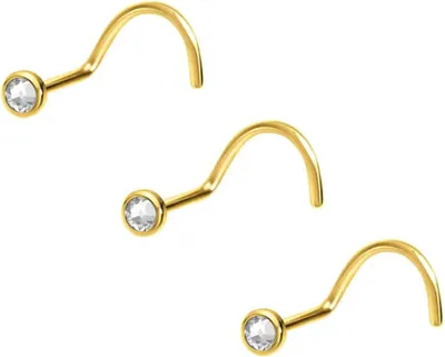Produktbild von Nasenpiercing, Nasenstecker 3er Set Titan Nasenstecker Spirale FLACHE KRISTALLDISC