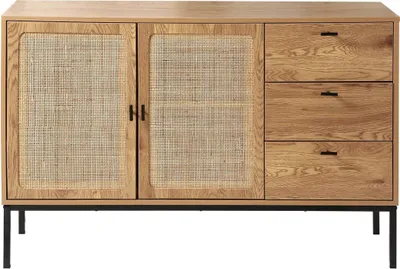 Produktbild von CALICOSY - Sideboard mit 2 Türen und 3 Schubladen aus Rattan L120 cm - JAYA