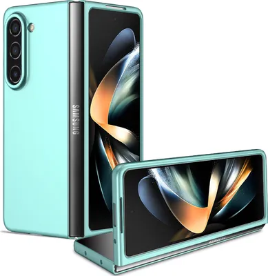 Image de Etui pour Samsung Galaxy Z Fold 5, étui fin et dur en PC résistant aux rayures bleu ciel