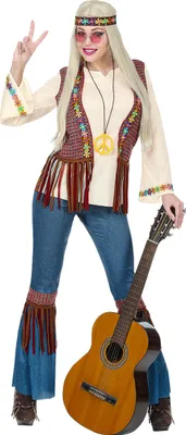 Productafbeelding van Hippie-dameskostuum, carnaval/verkleedkostuum, kleurrijk