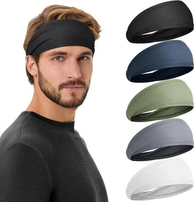 Produktbild von Elastische Sportband Set für Herren und Damen - Zwickband, Haarband für Laufen, Yoga, Fitness