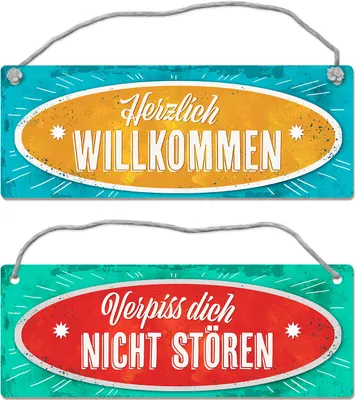 Produktbild von Verpiss dich - Herzlich Willkommen Wendeschild mit Kordel Schild Türschild