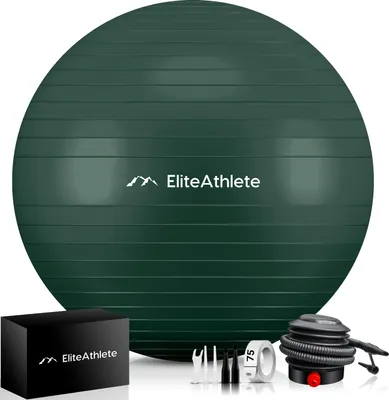 Produktbild von EliteAthlete® Gymnastikball Sitzball Büro ergonomisch mit Anti Burst System - Fitness Yoga Pilates Schwangerschaft - Schwangerschaftsball Fitnessball Yogaball - Yoga Ball inkl. Luftpumpe