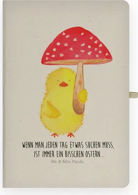 Produktbild von Mr. & Mrs. Panda Journal Küken Fliegenpilz - Transparent - Geschenk, Kladde, Skizzenheft, Tagebuch, skizzenbuch a4, Ostergrüße, Frohe Ostern, Glückspilz, notizbuch