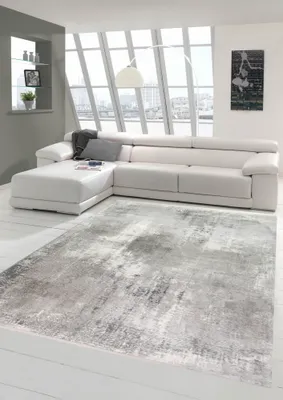Obrázok produktu pre Vlnený koberec Koberec do obývačky Moderný koberec do obývačky Vlnený abstraktný koberec v sivej farbe Veľkosť - 80 x 150 cm