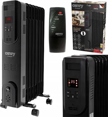 Zdjęcie produktu dla Grzejnik Olejowy Czarny (7 żeberek) 1500W CAMRY CR 7812