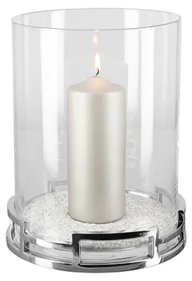 Produktbild von HOMMAGE Windlicht mit Glas - D.23cm - silber - Edelstahl - Deko