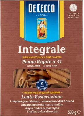 Produktbild von 10x Pasta De Cecco Penne rigate integrale n. 41 Vollkor italienisch Nudeln 500 g + Italian Gourmet polpa 400g