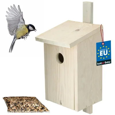 Immagine prodotto di KOTARBAU® Casetta Per Uccellini Da Esterno Legno 29x17 cm Bianco Cibo Uccelli Selvatici 0,5 kg Casa Uccellini Da Esterno Casetta Uccelli