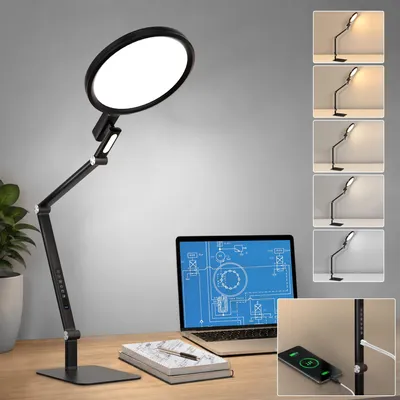 Produktbild von Comely LED Tischlampe Schwarz Touch Dimmbar 15W LED Nachttischlampe mit USB C Ladefunktion 2700K–6000K Ra97 Schreibtischlampe Nachtlicht für Schlafzimmer Büro Wohnzimmer