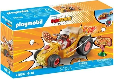 Immagine prodotto di PLAYMOBIL Kart Pizzaiolo 71634, con motore a retrocarica, 1 personaggio, 36 accessori, multicolore