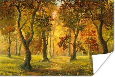 Produktbild von MuchoWow® Poster Eine Illustration eines Waldes in der Herbstsonne 30x20 cm - Plakate - Print