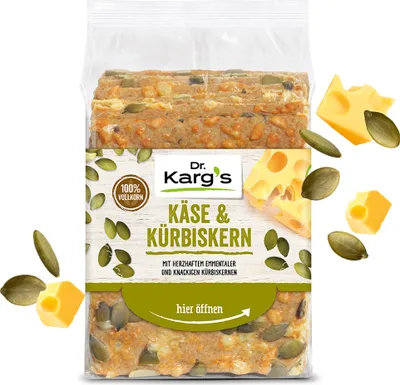 Obrázok produktu pre Dr. Karg's cheese pumpkin seed wholemeal crispbread vegetarian 200g