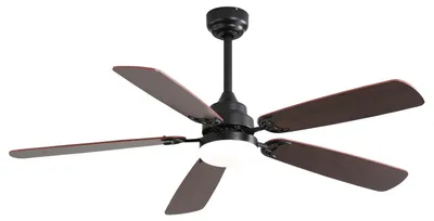 Obrázok produktu pre 52-palcový klasický stropný ventilátor s regulovateľným LED osvetlením, 5 lopatkami, 6 rýchlostnými stupňami a diaľkovým ovládaním, s jednosmerným motorom