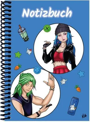 Produktbild von A 5 Notizbuch Manga Quinn und Enora, blau, kariert