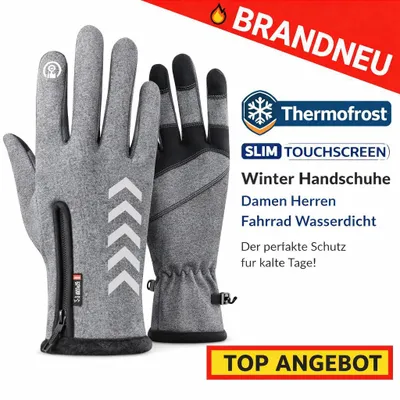 Obrázek produktu pro Thermofrost™ Slim dotykové zimní rukavice pro ženy a muže, cyklistické, voděodolné: L / šedé