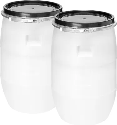 Produktbild von Set 2x 60 Liter Weithalsfass HDPE Lebensmittel Fass mit Deckel Regentonne GD-0122