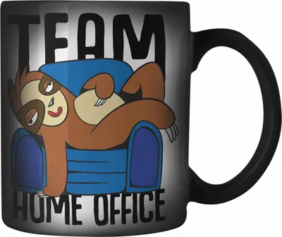 Produktbild von Trendation - Team Home Office Farbwechsel Zauber-Tasse Geschenk Gadget Geschenkidee Kollegin im Homeoffice (Schwarz)